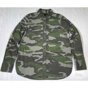 J Crew Camo Shirt Women 8 Long Sleeve Button Up 100% Cotton Pockets Military